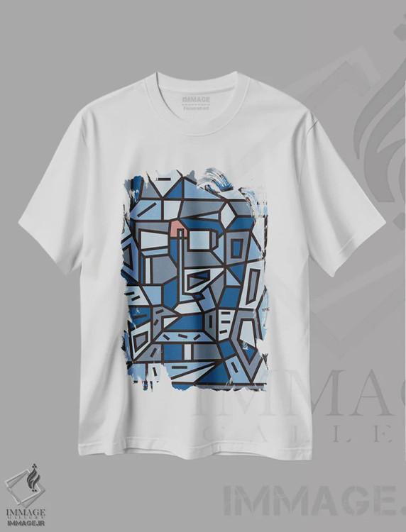 تیشرت سفید طرح دار مطالعهٔ نفس شهری، آبستره اثر باروف | فروشگاه ایماژ