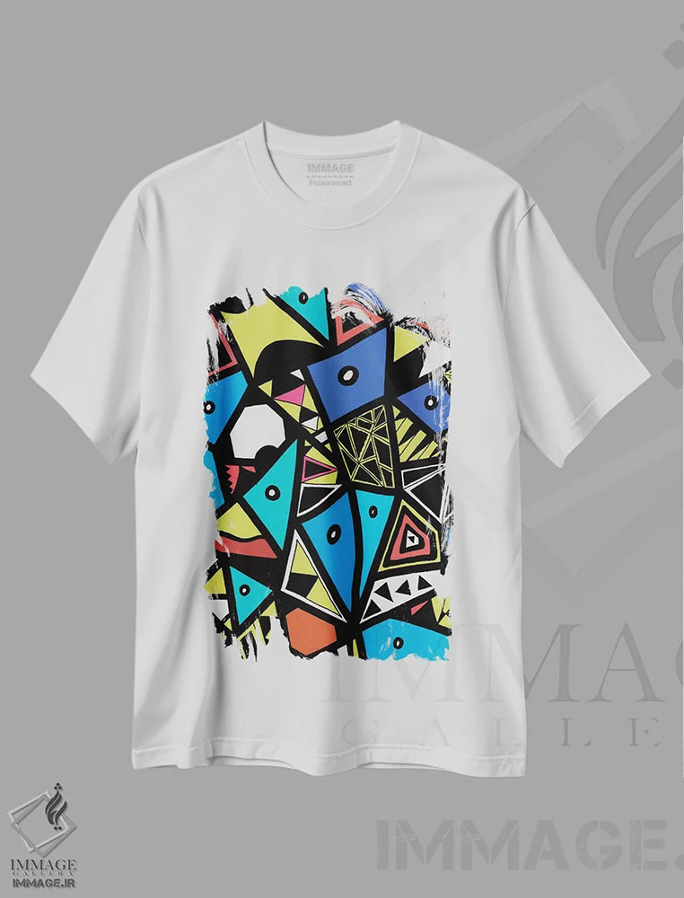 تیشرت سفید طرح دار رنسانس شهری، آبستره اثر باروف | immage.ir