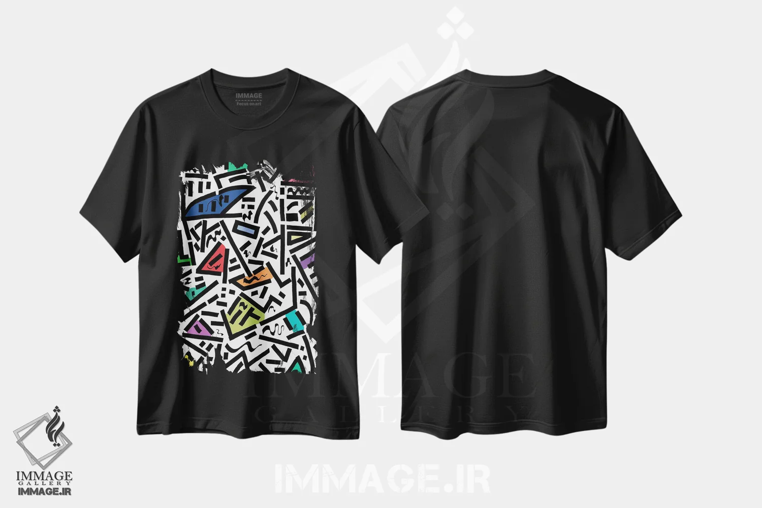 تیشرت مشکی طرح دار ریتم شهری، آبستره اثر باروف | immage.ir