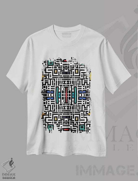 تیشرت سفید طرح دار مرکز شهر در تابستان، آبستره اثر باروف | immage.ir