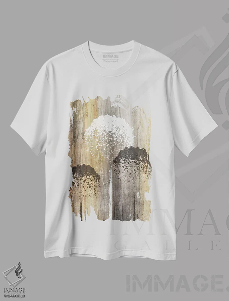 تیشرت سفید طرح دار باغ روستایی I، آبستره اثر جیمز برگارت | فروشگاه ایماژ