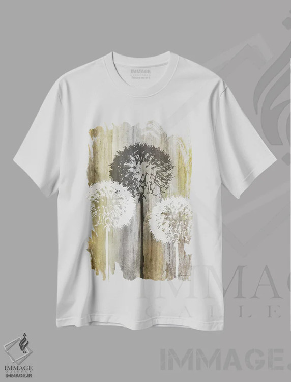 تیشرت سفید طرح دار باغ روستایی II، آبستره اثر جیمز برگارت | immage.ir