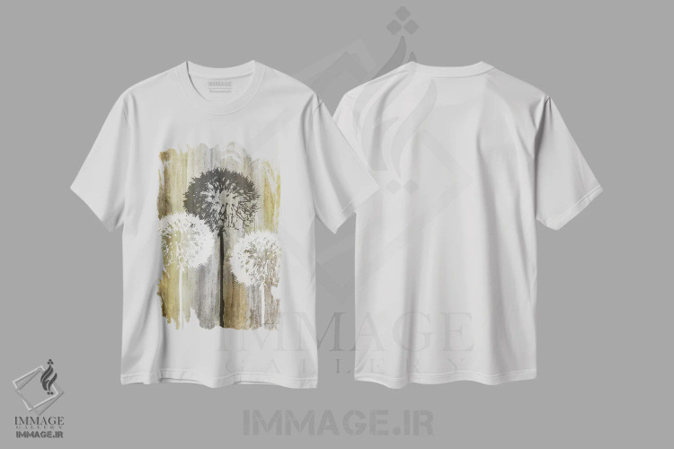 تیشرت سفید طرح دار باغ روستایی II، آبستره اثر جیمز برگارت | immage.ir