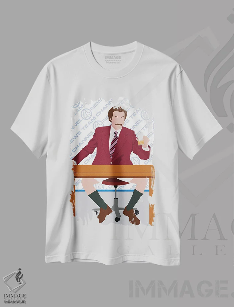 تیشرت سفید طرح دار ران برگاندی، هنر دیجیتال اثر بوریلیانا | immage.ir