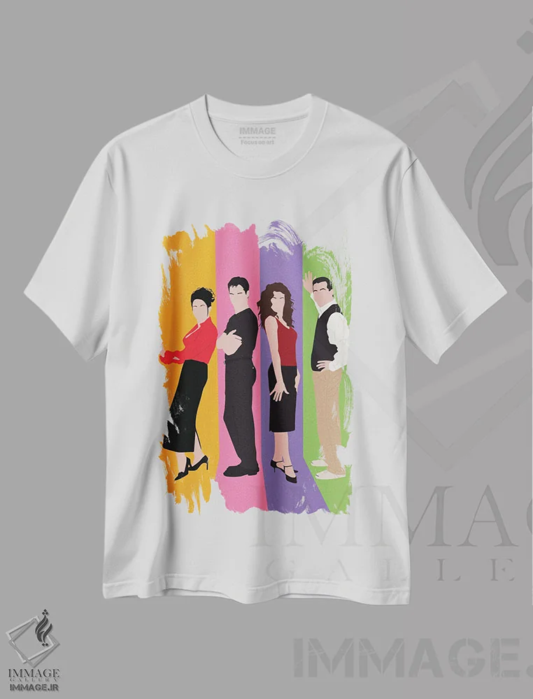 تیشرت سفید طرح دار ویل و گریس، هنر دیجیتال اثر بوریلیانا | immage.ir