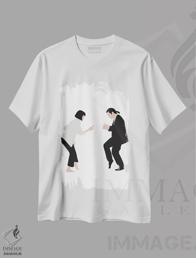 تیشرت سفید طرح دار رقص داستان عامه پسند III، هنر دیجیتال اثر بوریلیانا | immage.ir