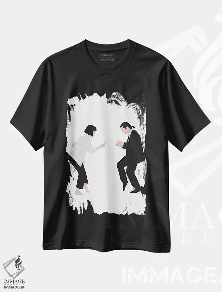 تیشرت مشکی طرح دار رقص داستان عامه پسند III، هنر دیجیتال اثر بوریلیانا | فروشگاه ایماژ