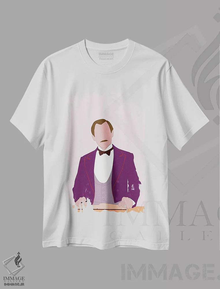 تیشرت سفید طرح دار هتل بزرگ بوداپست I، هنر دیجیتال اثر بوریلیانا | فروشگاه ایماژ