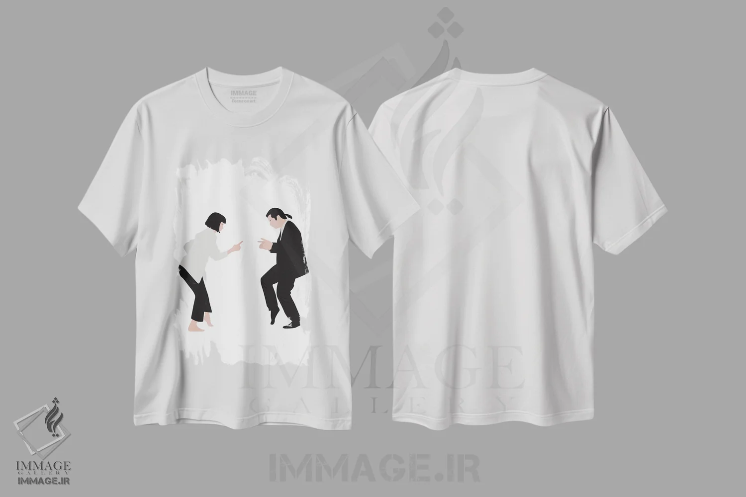 تیشرت سفید طرح دار رقص داستان عامه پسند III، هنر دیجیتال اثر بوریلیانا | immage.ir