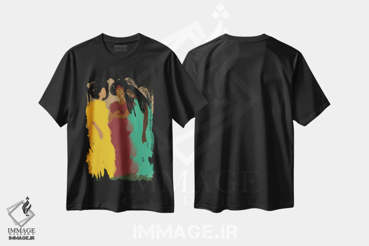 تیشرت مشکی طرح دار پیوند خورده، هنر آمریکایی آفریقایی تبار اثر بری پیپنز | فروشگاه ایماژ