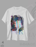 تیشرت سفید طرح دار رنگین کمان ارواح، هنر فاخر معاصر اثر بری پیپنز | فروشگاه ایماژ