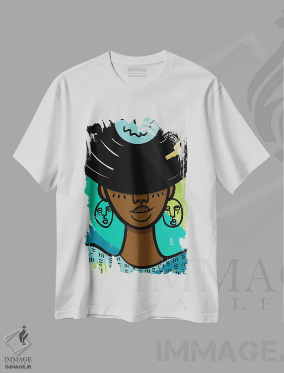 تیشرت سفید طرح دار دختر آنالوگ در دنیای دیجیتال، هنر دیجیتال اثر بری پیپنز | immage.ir
