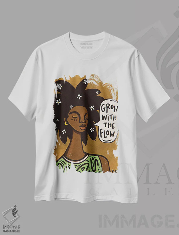 تیشرت سفید طرح دار با جریان رشد کن، هنر دیجیتال اثر بری پیپنز | فروشگاه ایماژ