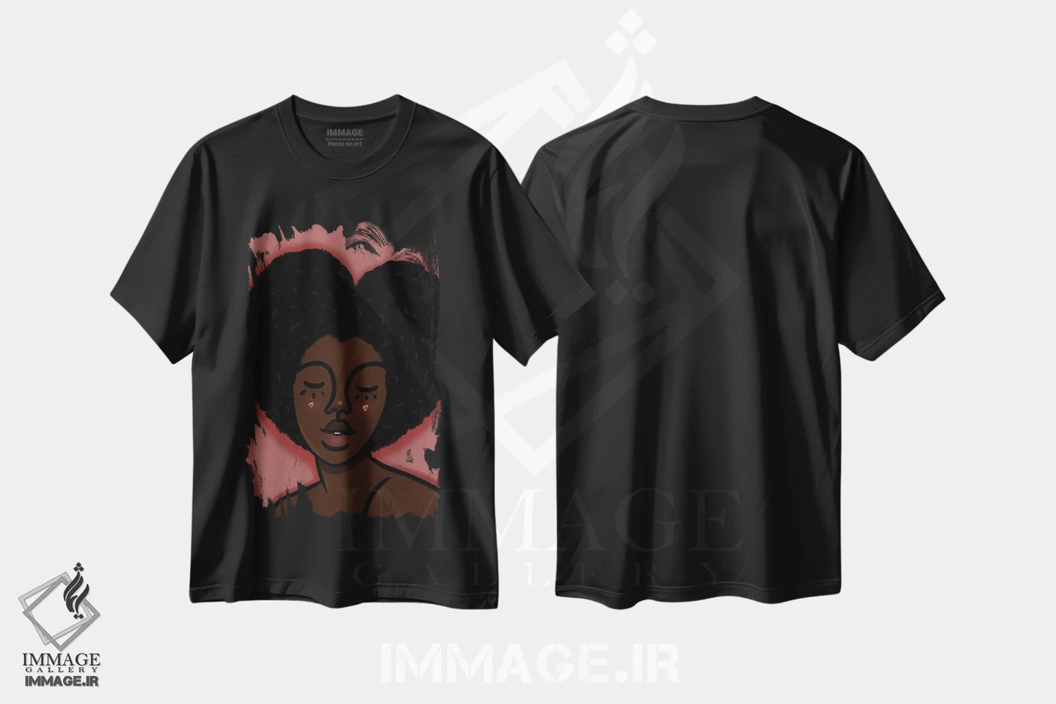 تیشرت مشکی طرح دار عشق در موهاست، هنر آمریکایی آفریقایی تبار اثر بری پیپنز | فروشگاه ایماژ