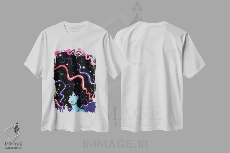 تیشرت سفید طرح دار دختر کهکشانی، هنر آمریکایی آفریقایی تبار اثر بری پیپنز | فروشگاه ایماژ
