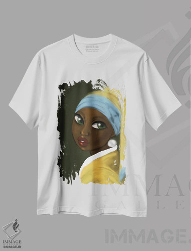 تیشرت سفید طرح دار مروارید، هنر آمریکایی آفریقایی تبار اثر بری پیپنز | فروشگاه ایماژ