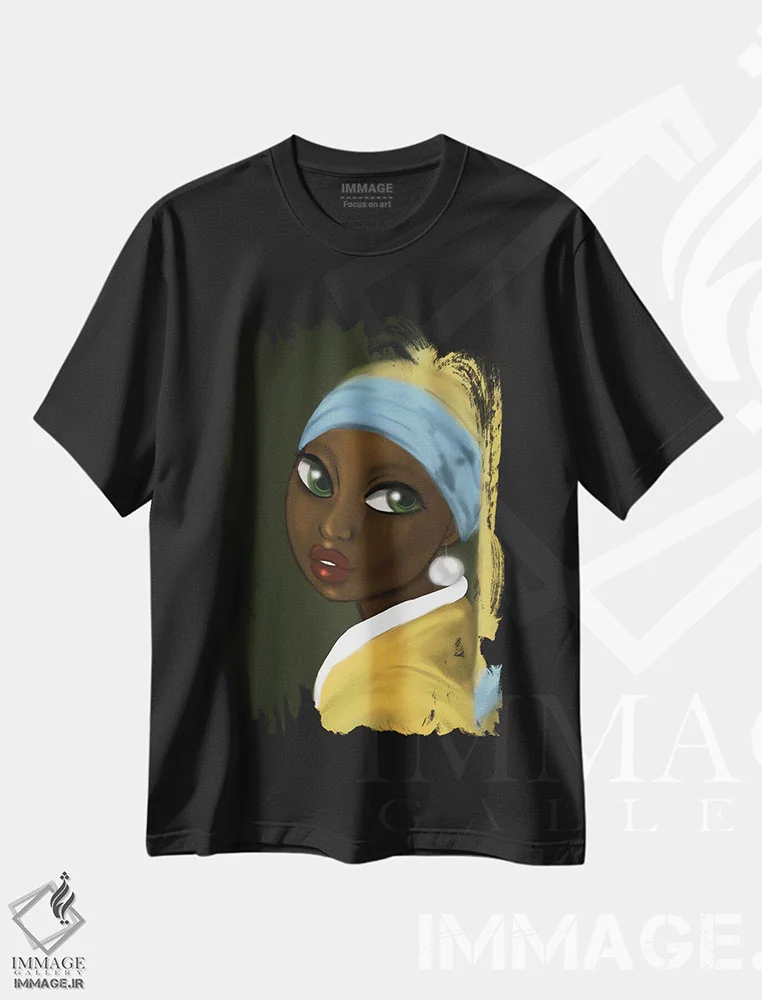 تیشرت مشکی طرح دار مروارید، هنر آمریکایی آفریقایی تبار اثر بری پیپنز | immage.ir