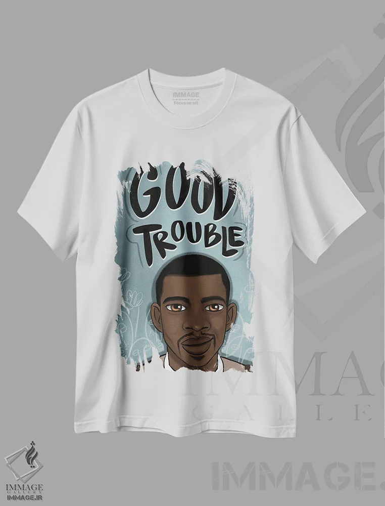 تیشرت سفید طرح دار دردسر خوب، هنر آمریکایی آفریقایی تبار اثر بری پیپنز | فروشگاه ایماژ