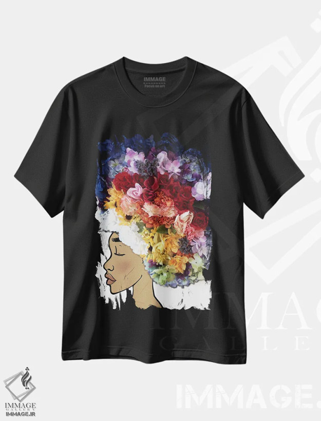 تیشرت مشکی طرح دار شکوفا شدن، هنر آمریکایی آفریقایی تبار اثر بری پیپنز | فروشگاه ایماژ