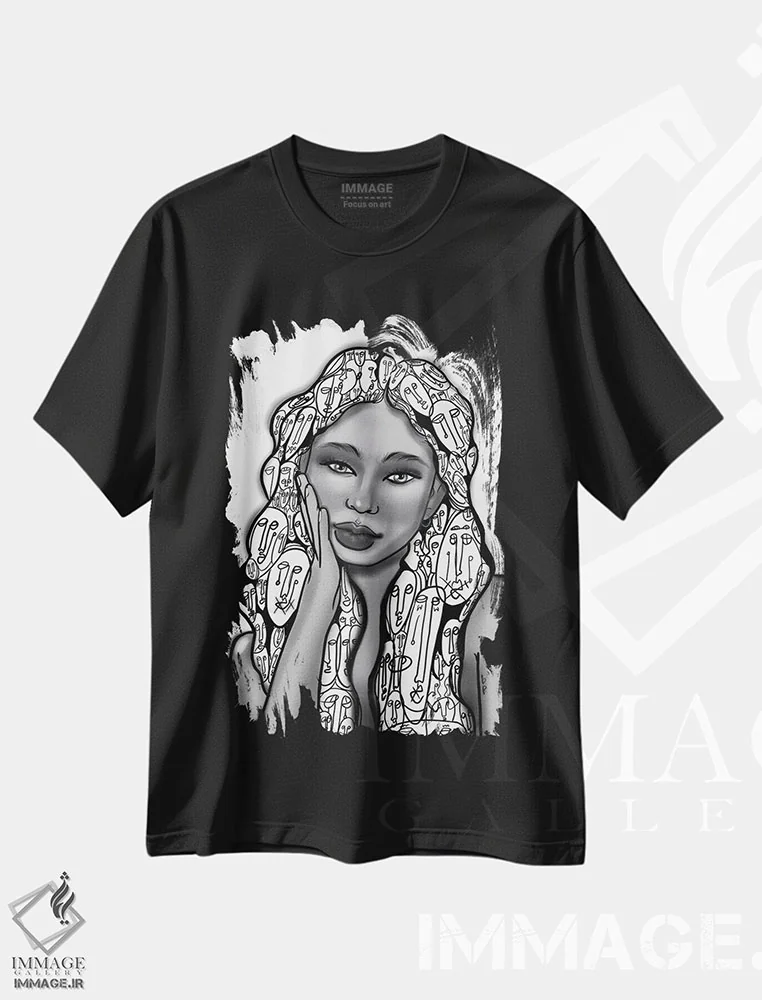 تیشرت مشکی طرح دار در ذهن من، هنر آمریکایی آفریقایی تبار اثر بری پیپنز | فروشگاه ایماژ