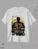 تیشرت سفید طرح دار آرامش خود را حفظ کن، هنر آمریکایی آفریقایی تبار اثر بری پیپنز | فروشگاه ایماژ