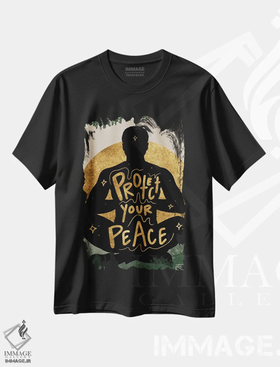 تیشرت مشکی طرح دار آرامش خود را حفظ کن، هنر آمریکایی آفریقایی تبار اثر بری پیپنز | immage.ir