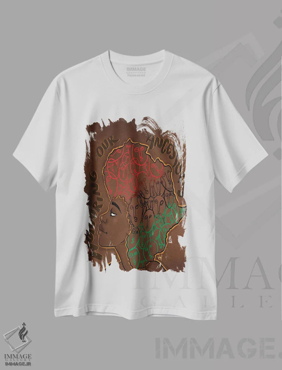 تیشرت سفید طرح دار به اجدادمان احترام بگذاریم، هنر آمریکایی آفریقایی تبار اثر بری پیپنز | فروشگاه ایماژ