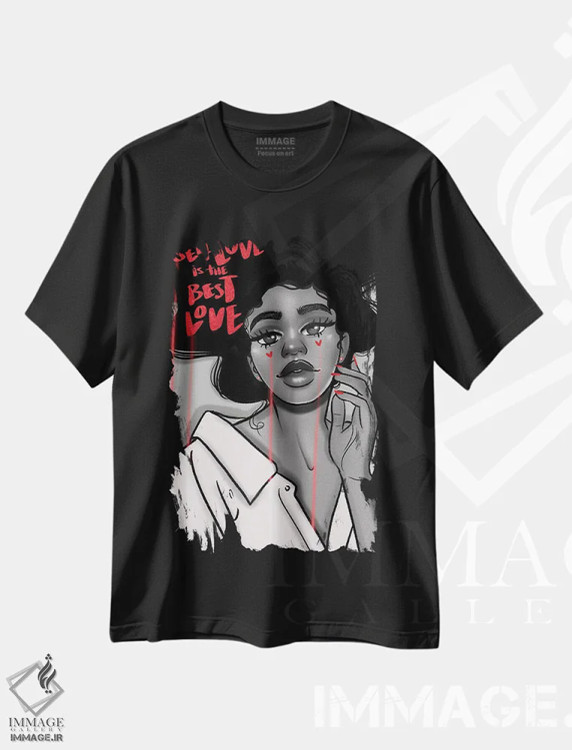 تیشرت مشکی طرح دار عشق به خود، هنر آمریکایی آفریقایی تبار اثر بری پیپنز | فروشگاه ایماژ