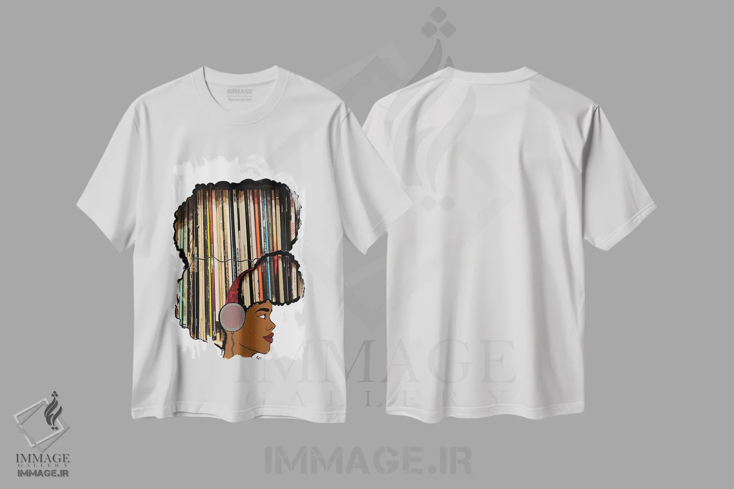 تیشرت سفید طرح دار یک صفحه موسیقی بگذار، هنر آمریکایی آفریقایی تبار اثر بری پیپنز | immage.ir