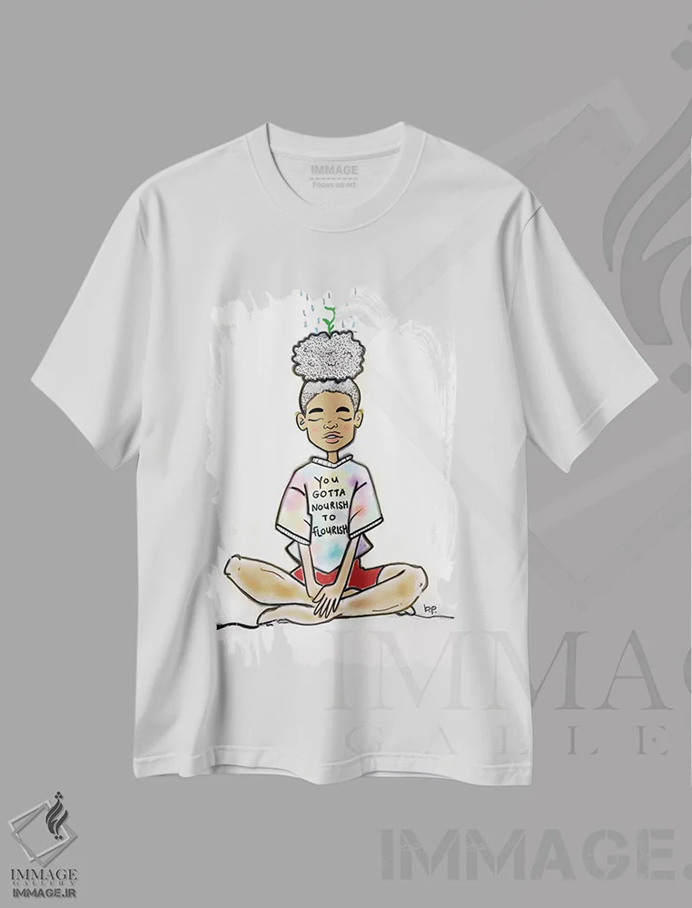 تیشرت سفید طرح دار رشد، هنر آمریکایی آفریقایی تبار اثر بری پیپنز | فروشگاه ایماژ