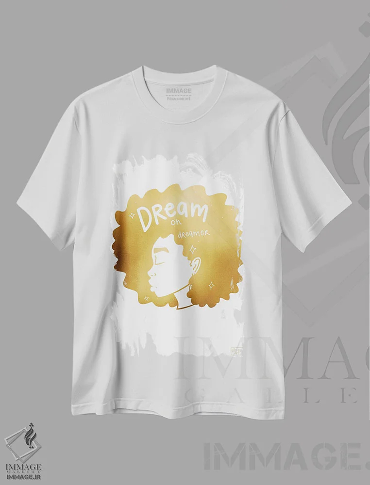 تیشرت سفید طرح دار به رؤیا ادامه بده، هنر آمریکایی آفریقایی تبار اثر بری پیپنز | فروشگاه ایماژ