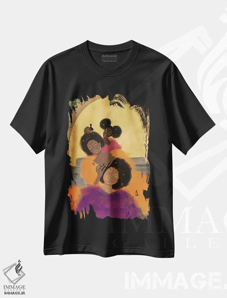 تیشرت مشکی طرح دار لطافت/مهربانی، هنر آمریکایی آفریقایی تبار اثر بری پیپنز | فروشگاه ایماژ