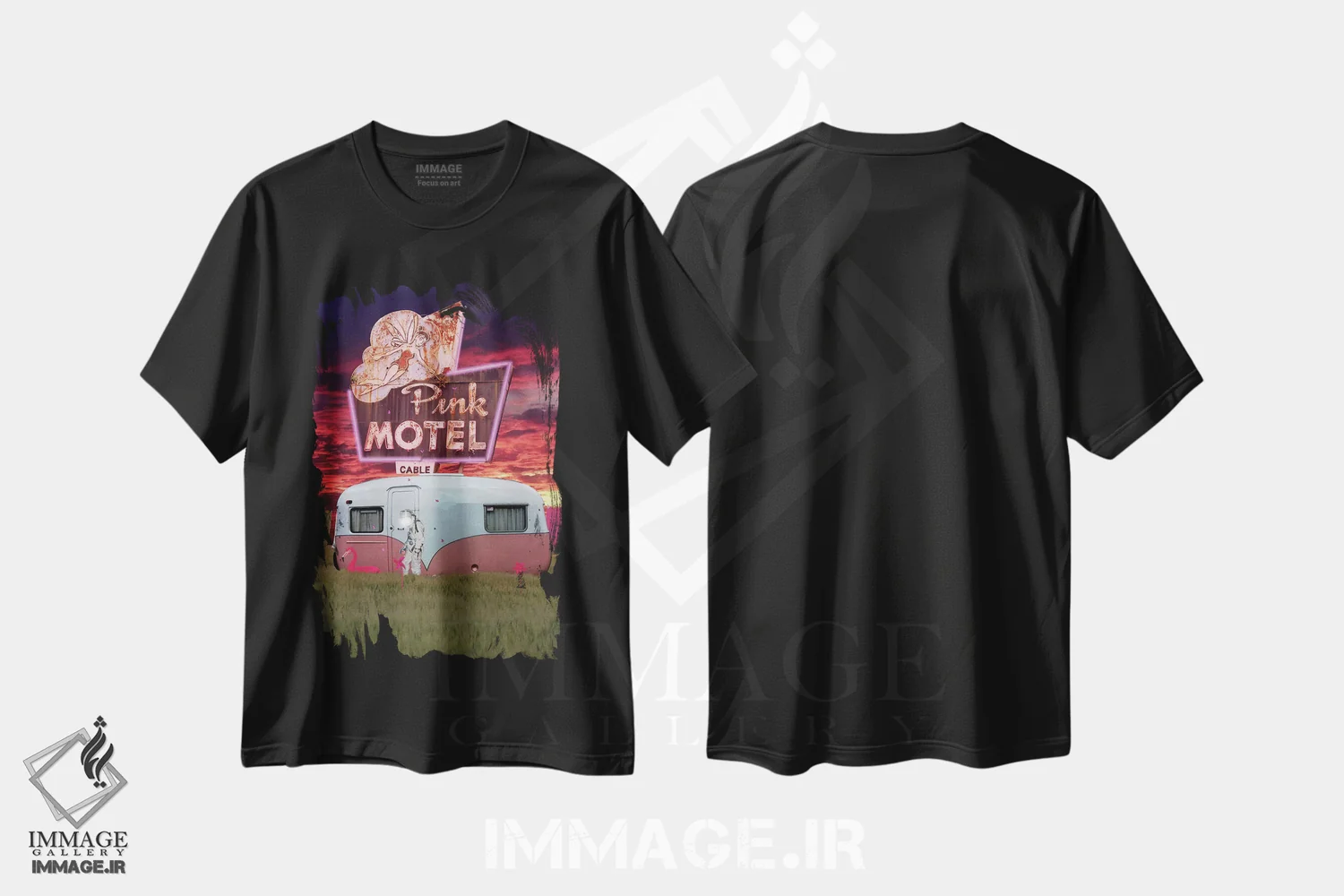 تیشرت مشکی طرح دار ۵۰ سایه صورتی، هنر دیجیتال اثر جیسون بروک | فروشگاه ایماژ