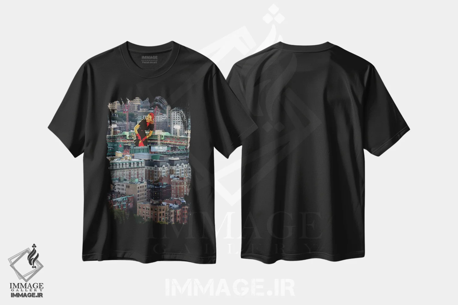 تیشرت مشکی طرح دار پین آپ بوستون، هنر دیجیتال اثر جیسون بروک | immage.ir