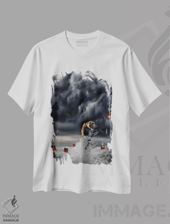 تیشرت سفید طرح دار آنکه گریخت، هنر دیجیتال اثر جیسون بروک | فروشگاه ایماژ