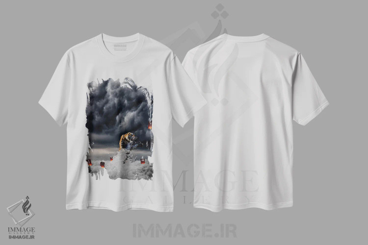تیشرت سفید طرح دار آنکه گریخت، هنر دیجیتال اثر جیسون بروک | فروشگاه ایماژ