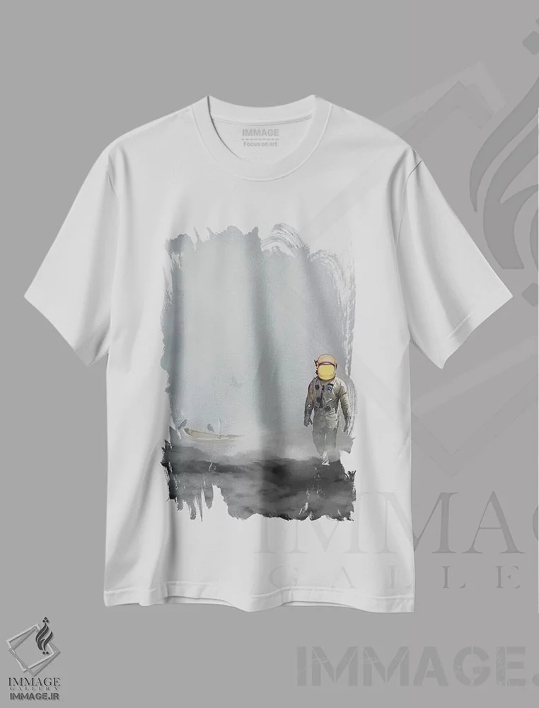 تیشرت سفید طرح دار آب های پرآشوب، هنر فاخر معاصر اثر جیسون بروک | immage.ir