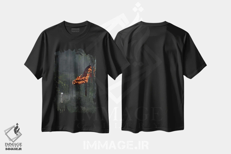 تیشرت مشکی طرح دار هیچ جا خانه خود آدم نمی شود، هنر دیجیتال اثر جیسون بروک | immage.ir