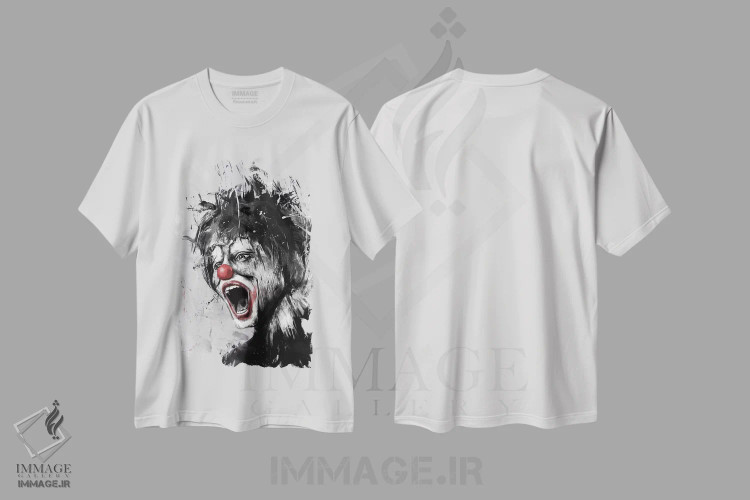 تیشرت سفید طرح دار دلقک، هنر دیجیتال اثر بالازس شولتی | immage.ir