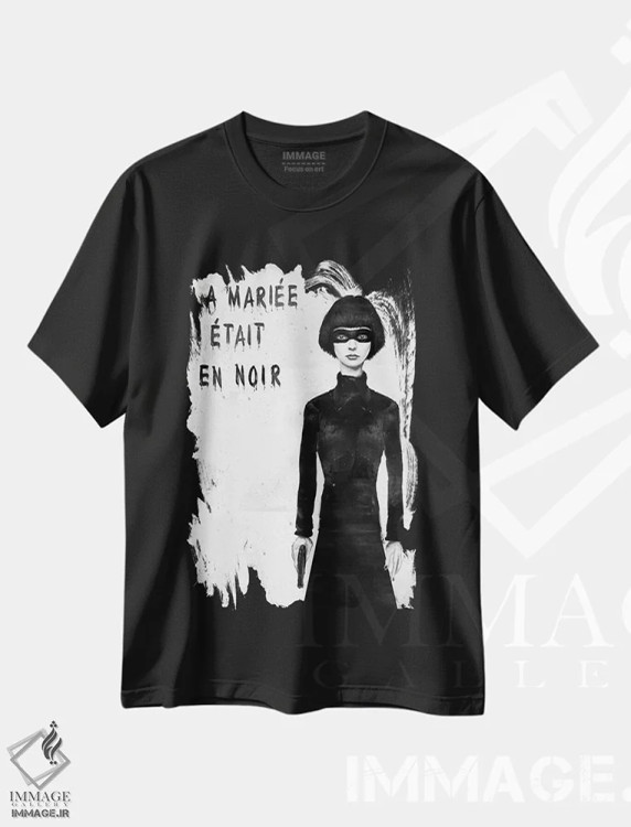 تیشرت مشکی طرح دار عروس لباس سیاه پوشید، هنر دیجیتال سیاه و سفید اثر بالازس شولتی | immage.ir