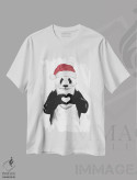 تیشرت سفید طرح دار پاندای بابانوئل، حیوانات کریسمسی اثر بالازس شولتی | فروشگاه ایماژ