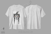 تیشرت سفید طرح دار شیر جنگجو، هنر دیجیتال سیاه و سفید اثر بالازس شولتی | immage.ir