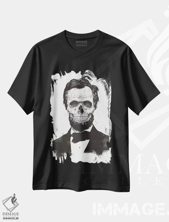 تیشرت مشکی طرح دار لینکلن مرده، هنر دیجیتال اثر بالازس شولتی | فروشگاه ایماژ