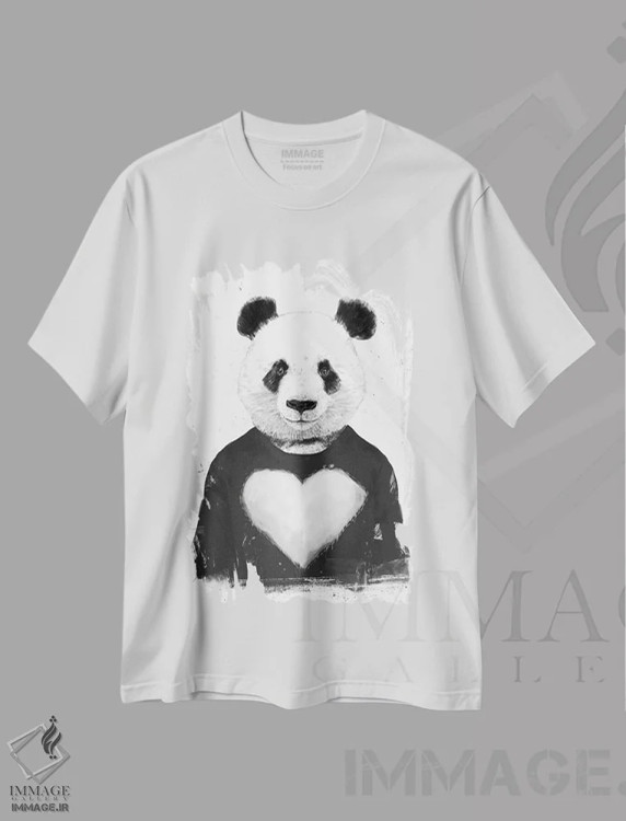 تیشرت سفید طرح دار پاندای دوست داشتنی، هنر دیجیتال اثر بالازس شولتی | immage.ir