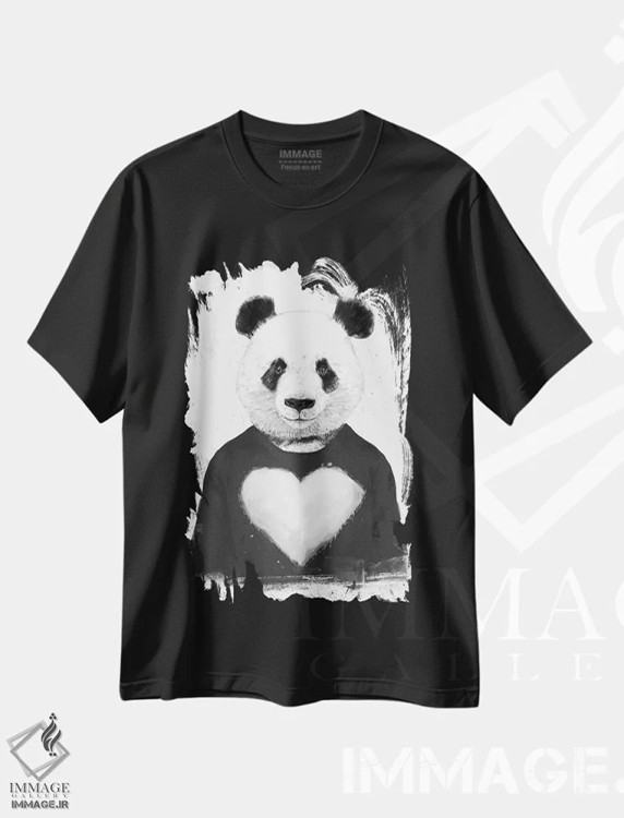 تیشرت مشکی طرح دار پاندای دوست داشتنی، هنر دیجیتال اثر بالازس شولتی | فروشگاه ایماژ