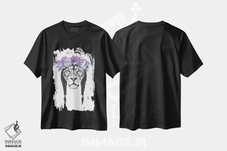 تیشرت مشکی طرح دار پادشاه جنگل، هنر دیجیتال اثر بالازس شولتی | immage.ir