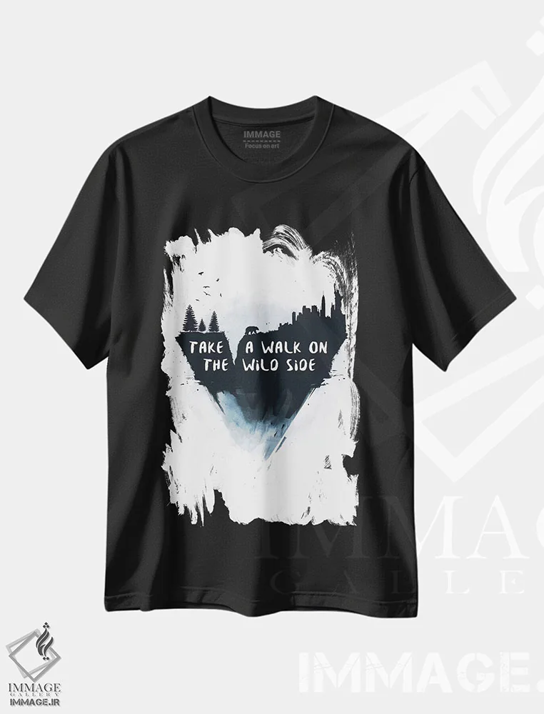 تیشرت مشکی طرح دار قدم زدن در سوی وحشی، هنر دیجیتال اثر بالازس شولتی | immage.ir