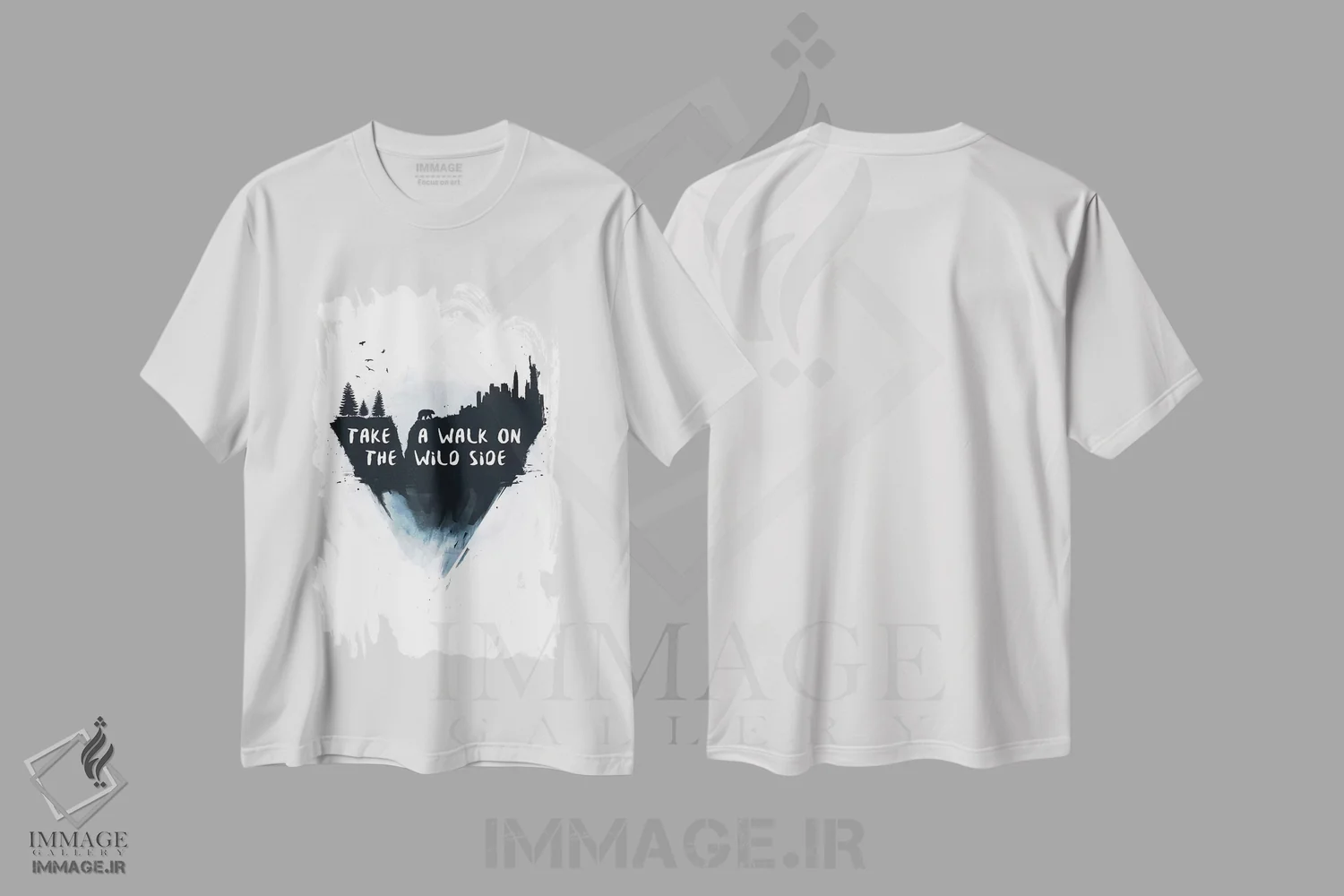 تیشرت سفید طرح دار قدم زدن در سوی وحشی، هنر دیجیتال اثر بالازس شولتی | فروشگاه ایماژ