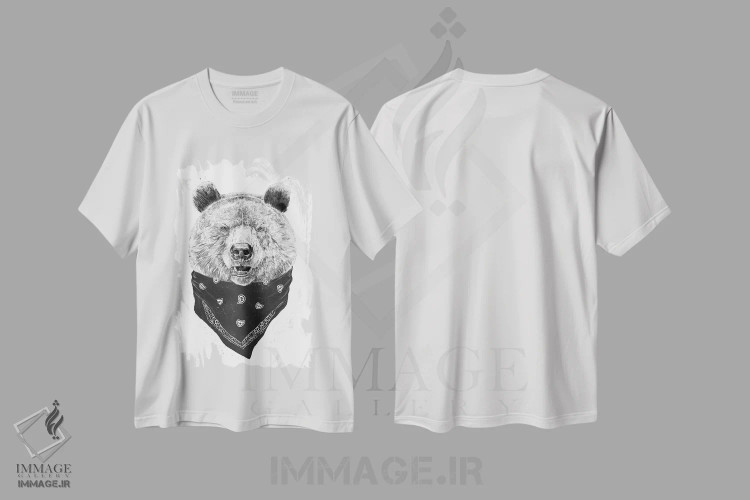 تیشرت سفید طرح دار خرس وحشی، هنر دیجیتال اثر بالازس شولتی | immage.ir