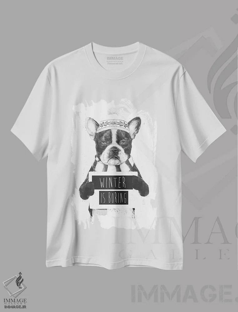 تیشرت سفید طرح دار زمستان کسل کننده است، هنر تزئینی سیاه و سفید اثر بالازس شولتی | immage.ir